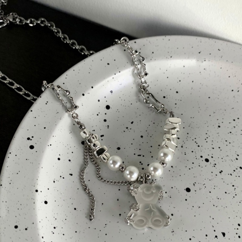 Vòng cổ Mặt Gấu Đính Ngọc Trai Sang Trọng