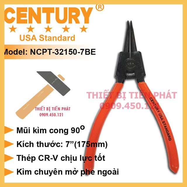 Kềm Mở Phe, Kìm Mở Phe 7" (175mm) Ra Cong Century Mã NCPT-32150-7BE Chế Tạo Bằng Thép Tốt.