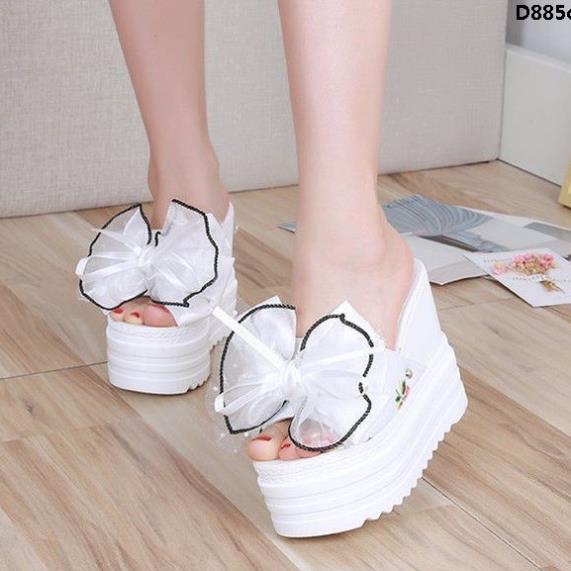 Giày Cao Gót Hở Mũi Đế Xuồng Chống Nước Thắt Nơ Bướm Phong Cách Mới 2019 Cho Nữ