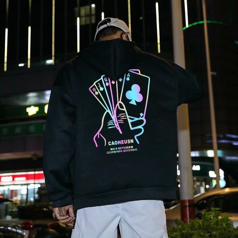 Áo Hoodie Nỉ Nam Nữ From Rộng Unisex In Dạ Quang Phát Sáng Lá Bài Cực Hot Chất Nỉ Ngoại Dày Dặn (caoheusn)