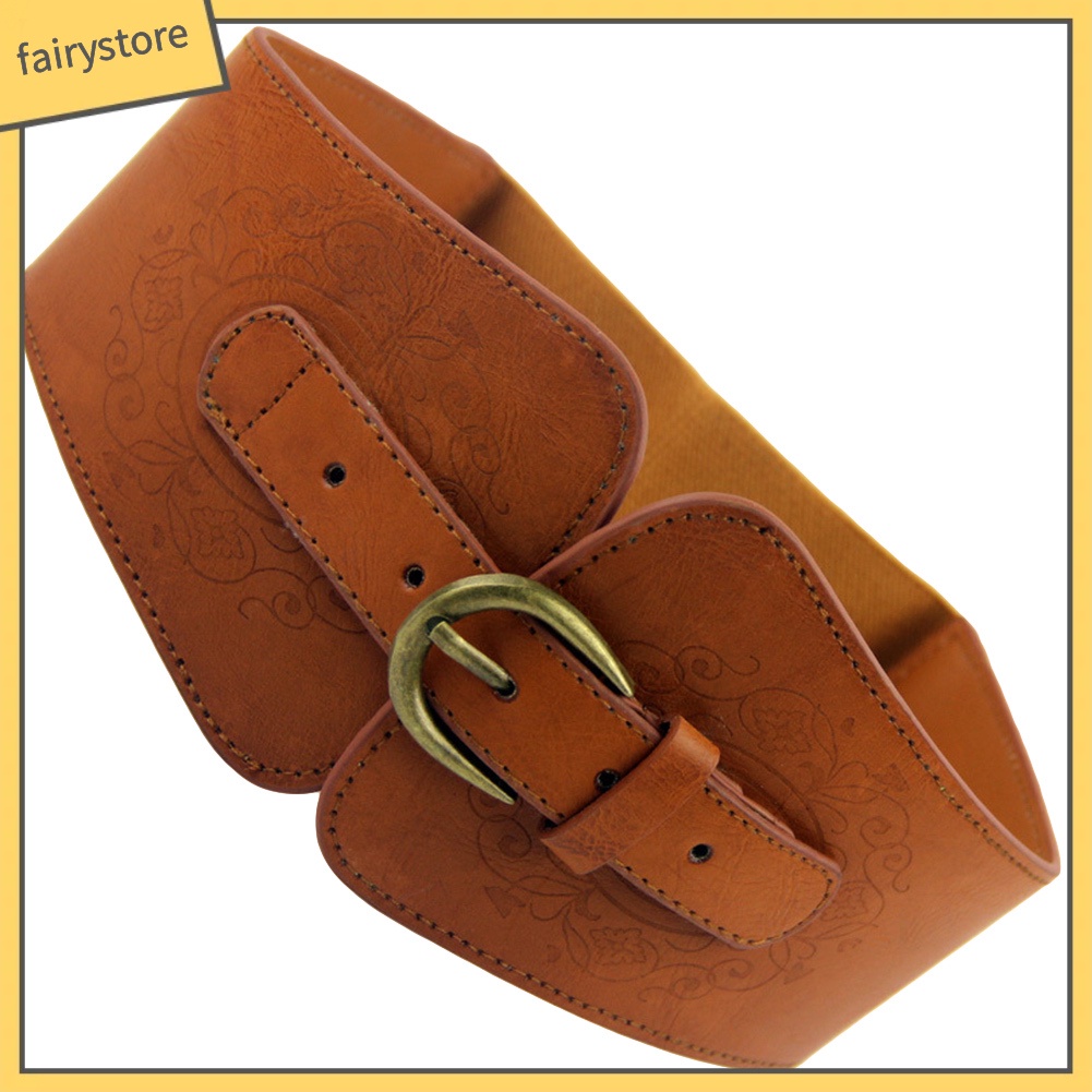 Thắt lưng giả da bản rộng màu trơn phong cách cổ điển cho nữ