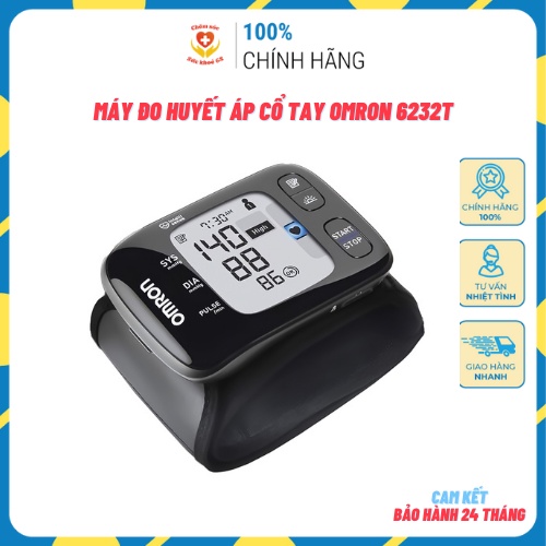 Máy Đo Huyết Áp Cổ Tay Omron 6232T - Theo Dõi Tình Trạng Huyết Áp, Nhịp Tim - Phù Hợp Mọi Lứa Tuổi - Màn LCD