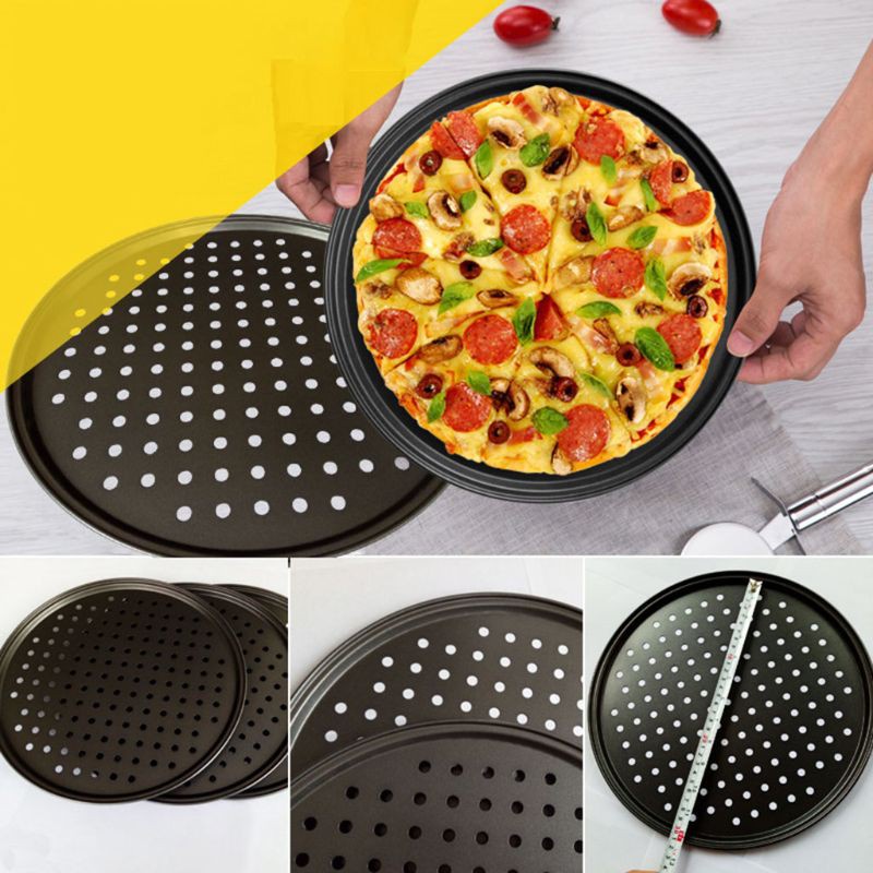 Khay nướng bánh pizza có lỗ bằng thép carbon chống dính cỡ 9/10/11/12inch