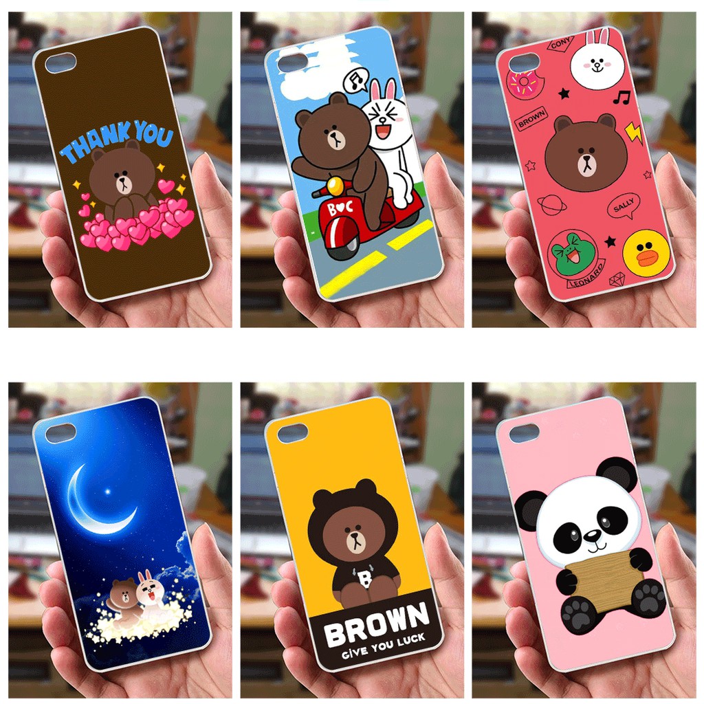 Ốp lưng iPhone 4 / 4S (dẻo viền trắng trong) - Hinh Gấu Brown, Panda Cực Dễ Thương