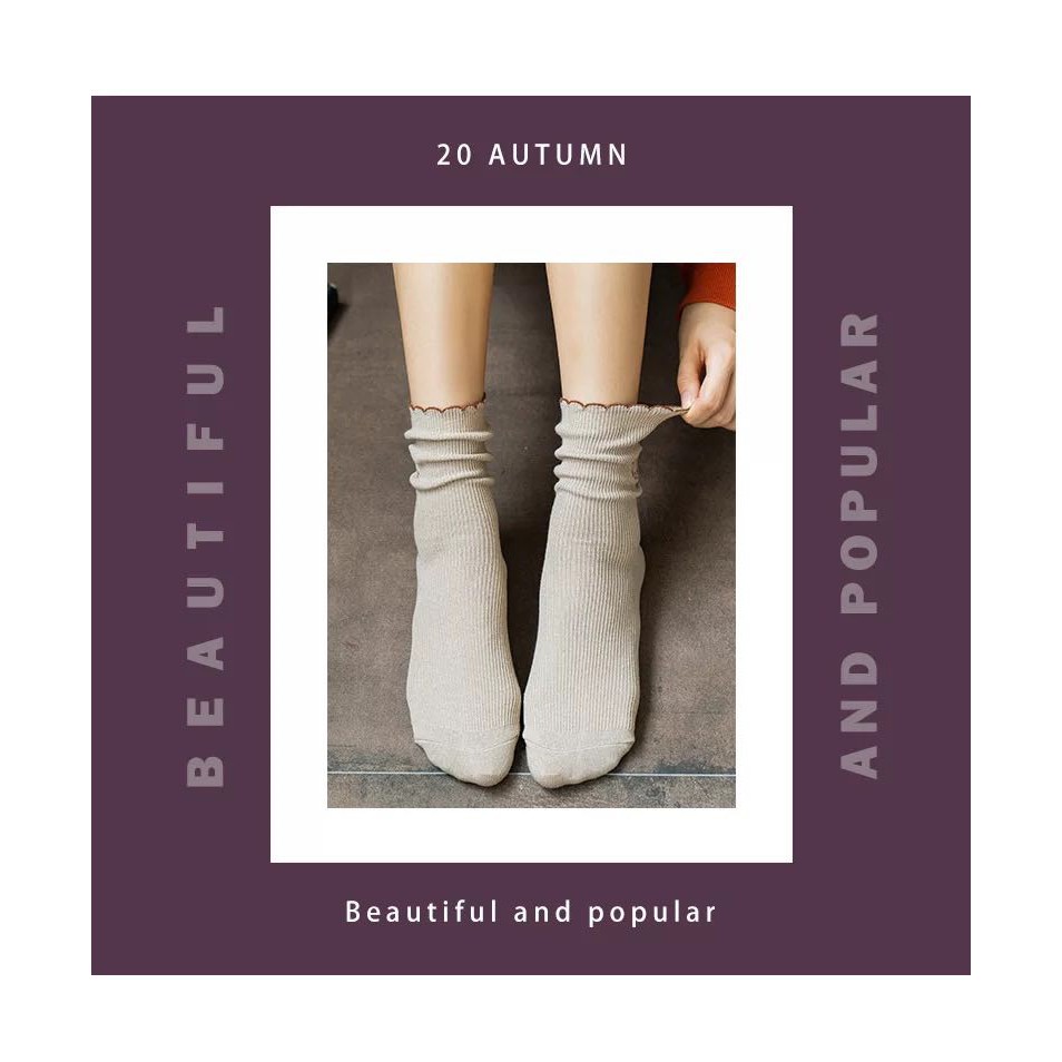 [Mã 12FASHIONSALE1 giảm 10K đơn 50K] Tất cổ sóng thêu chú cún con 2021 | BigBuy360 - bigbuy360.vn