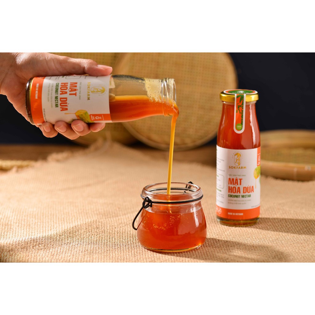 [TẶNG NƯỚC TƯƠNG &amp; MÃ GIẢM 70K] Mật Hoa Dừa Trà Vinh Nguyên Chất Sokfarm - Chai - FoodMap