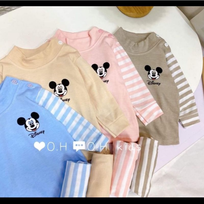 Bộ dài tay bé trai bé gái cao cổ 3 phân chất nỉ cotton dày dặn