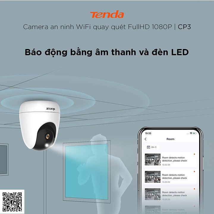 Camera IP Wifi Tenda CP3 Full HD 1080P xoay 360° chính hãng cao cấp kèm thẻ 32g,64g
