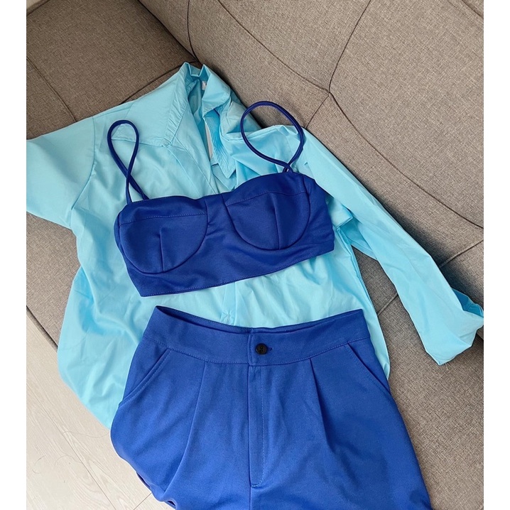 Set sơ mi + bra + quần 3 chi tiết cùng tone màu samhyewear