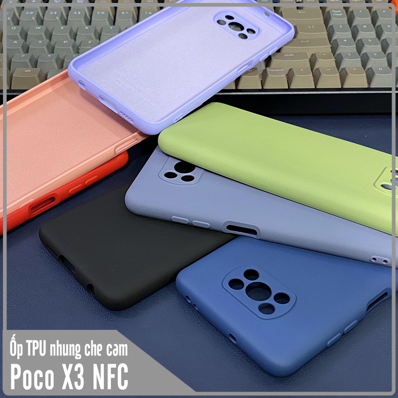 Ốp lưng cho Xiaomi Poco X3 NFC, nhựa TPU dẻo màu lót nhung che camera