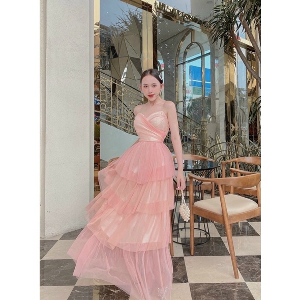 Đầm maxi lưới tầng cúp ngực đi dự tiệc, đi biển 4 màu