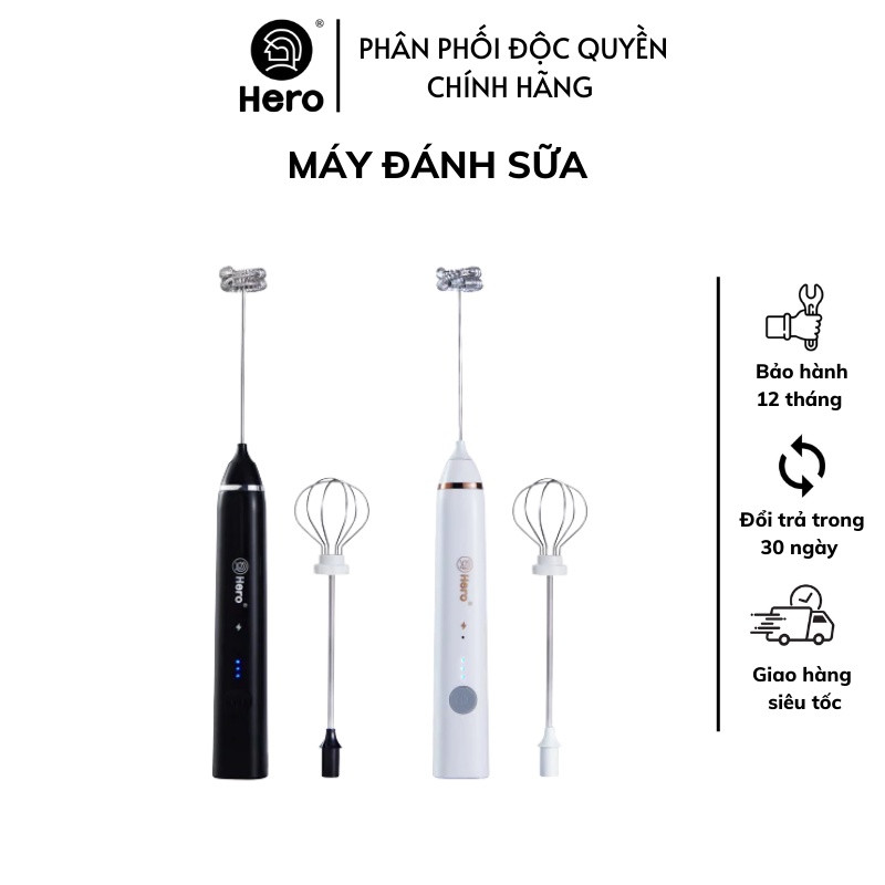 Máy đánh sữa tạo bọt cầm tay mini đa năng chính hãng HERO động cơ ABS điều chỉnh thông minh 3 tốc độ
