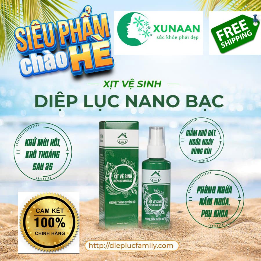 Dung Dịch Vệ Sinh Nữ Xịt Diệp Lục Nano Bạc Khử Mùi Giảm Khô Rát Ngứa Ngáy Ngừa Nấm Thơm Cô Bé-70ml/chai