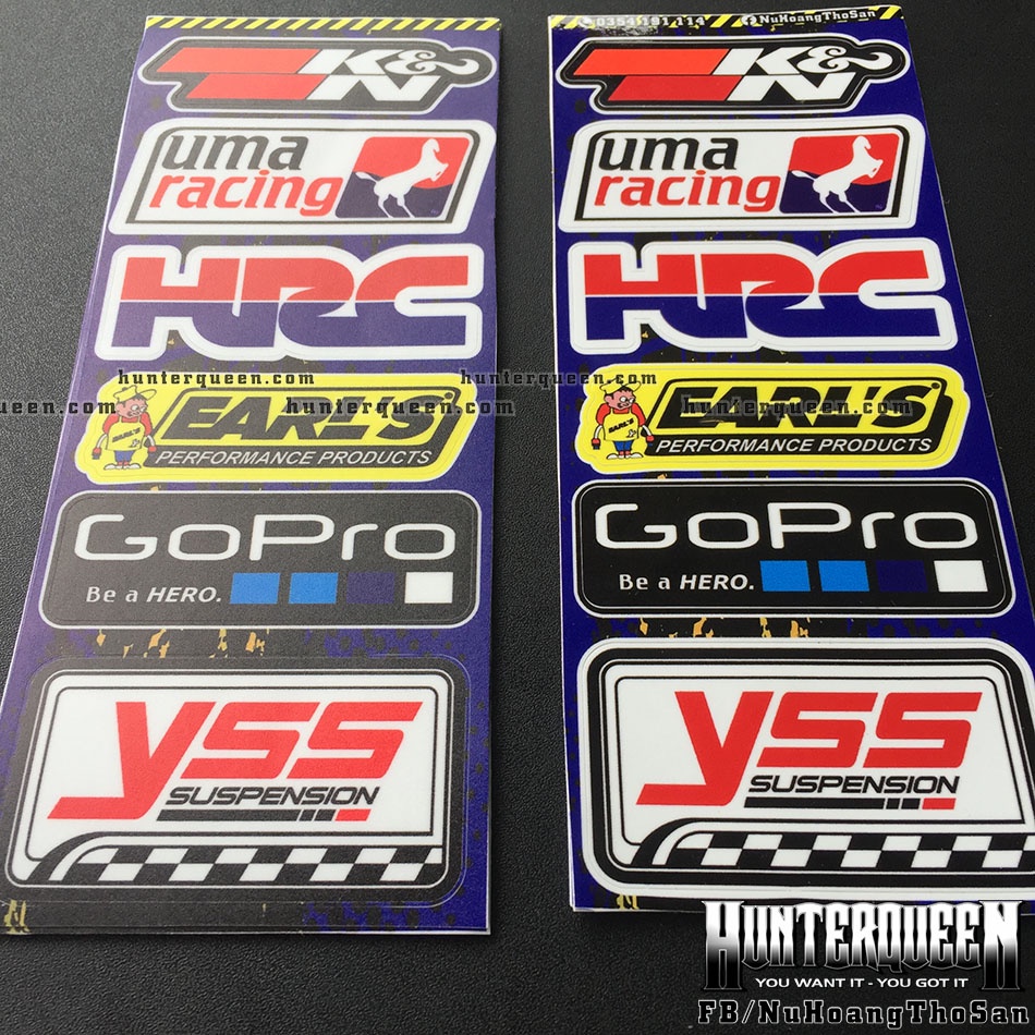 Set 6 logo RAcing BÓNG / NHÁM. Decal sticker hình dán cao cấp chống nước không bay màu