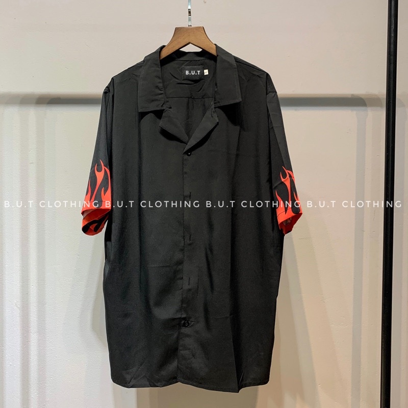 Áo sơ mi họa tiết ngắn tay TAY LỬA trơn mềm dành cho nam nữ | BUTCLOTHING