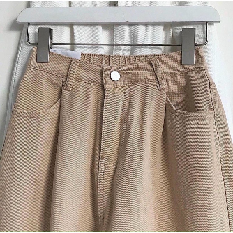 Bigsize Dài 106 cm Quần Ống Rộng Kaki Suông Lưng Thun VNXK TCshopJean 3 Màu Nâu Đen Trắng Size Lớn ms 127