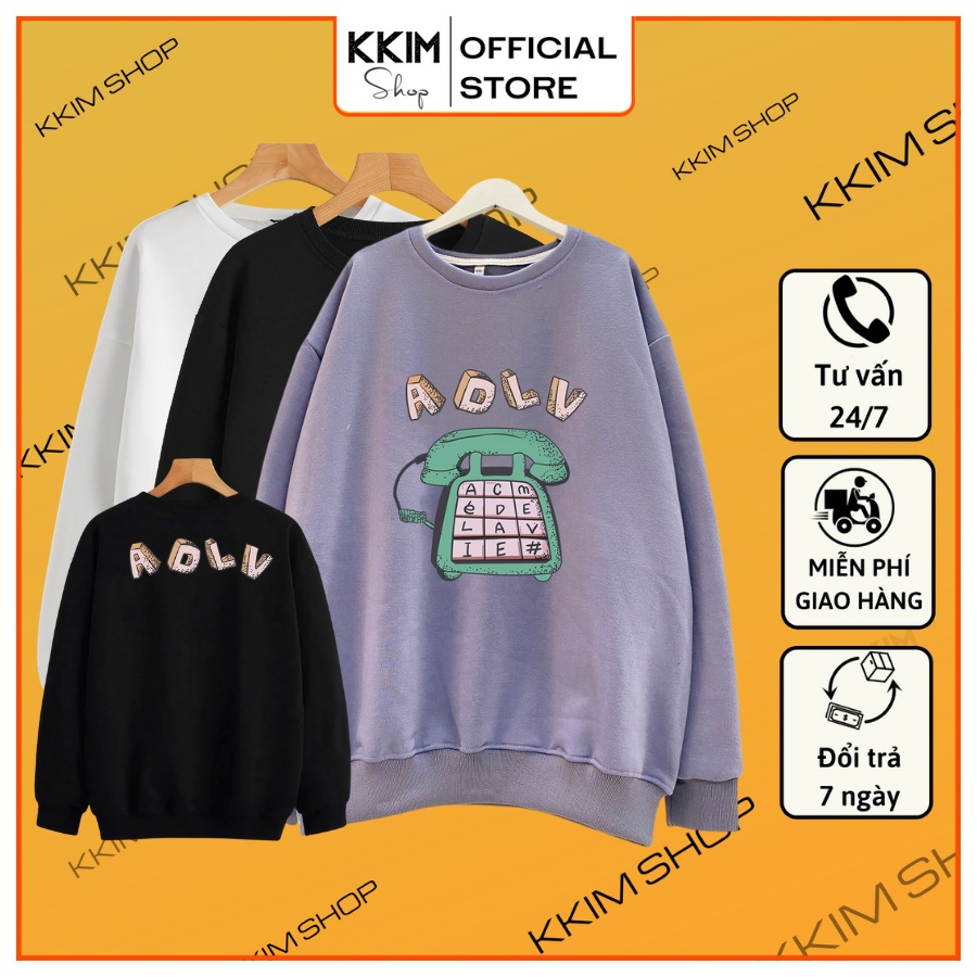 Áo Nỉ SWEATER ADLV Oversize, Chất Nỉ Bông cao cấp, Dài Tay Form Rộng, Unisex Nam Nữ. KKim Shop