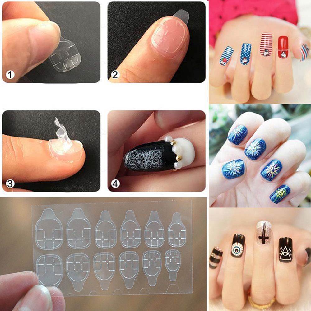 Set 10 tấm băng keo dán móng tay trong suốt hai mặt BACK2LIFE