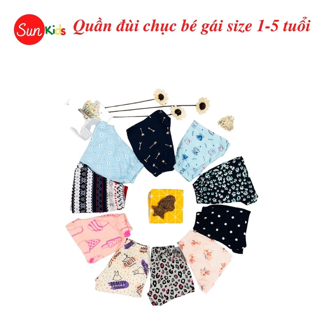 Quần đùi bé gái SUNKIDS, quần đùi cho bé chất cotton mềm mát, size 1-5 tuổi, nhiều màu