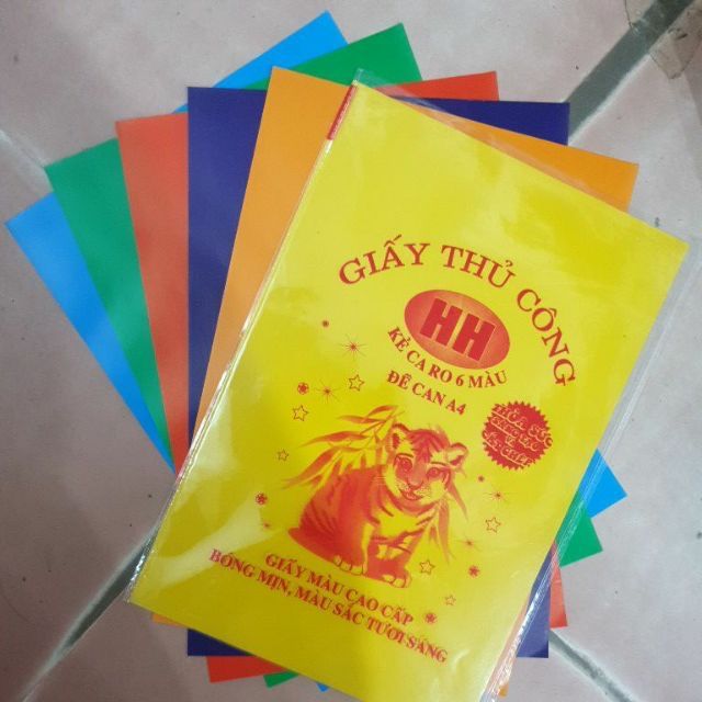 GIẤY THỦ CÔNG HỒNG HÀ ĐỀ CAN 6 MÀU A4