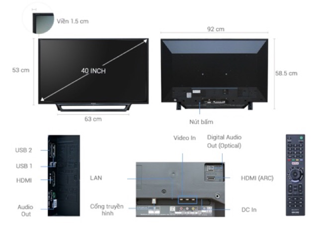 Internet Tivi Sony 40 inch KDL-40W650D (Miễn phí giao tại HCM-ngoài tỉnh liên hệ shop)