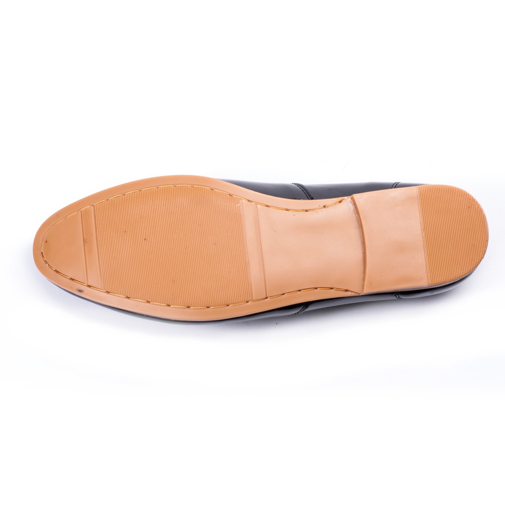 Giày Lười Nam Đẹp Đế Khâu Chữ Thập Da Bóng Màu Đen - M95(HL)-Tặng Vòng Gỗ Huyết Long