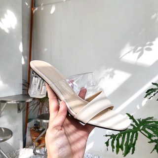 GUỐC NỮ THỜI TRANG KẾT HỢP QUAI TRONG MIKA VÀ GÓT TRỤ TRONG CAO 5 CM - GUỐC QUAI TRONG DƯỚI 7P