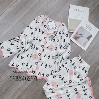 bộ pijama lụa mango tay dài quần dài