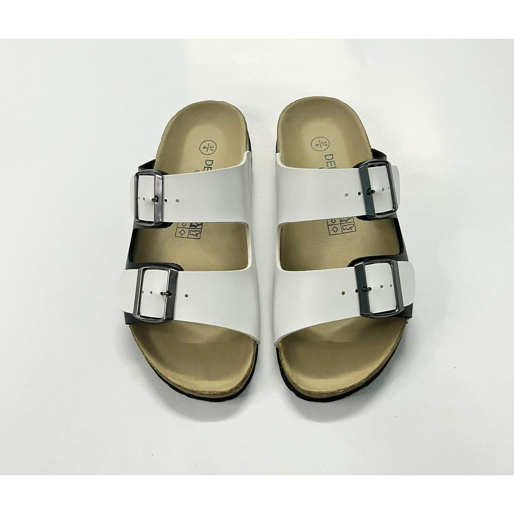 Dép đế trấu Birken nam nữ unisex quai 2 khóa style trắng đen