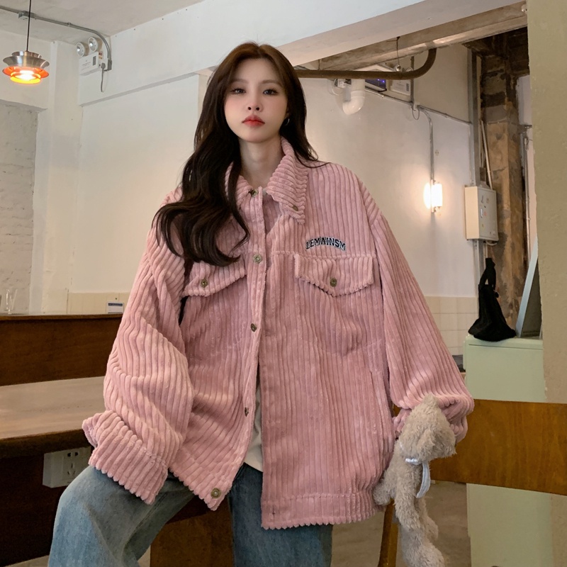 ZHELIHANGFEI Áo Khoác Form Rộng Tay Dài Theo Phong Cách Retro Dễ Phối Đồ