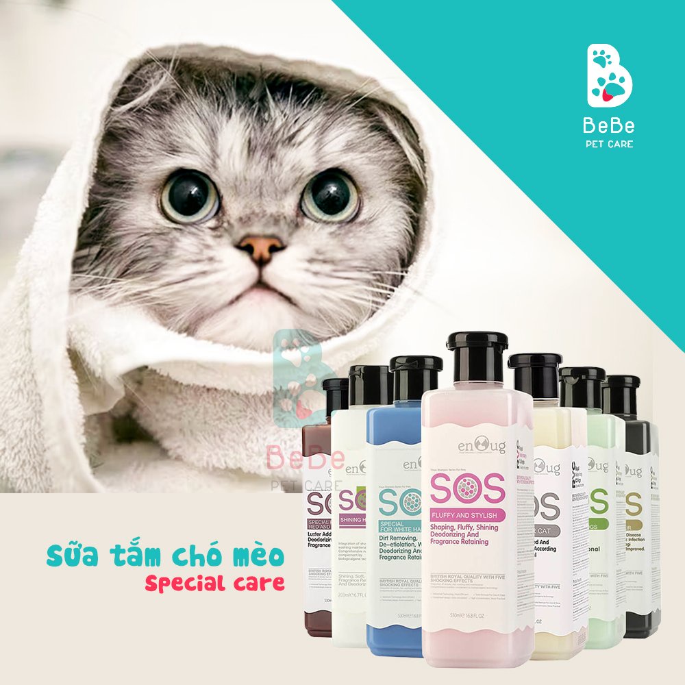 SOS - Sữa Tắm Khử Khuẩn &amp; Dưỡng Lông Mềm Mượt Cho Chó Mèo 530ml