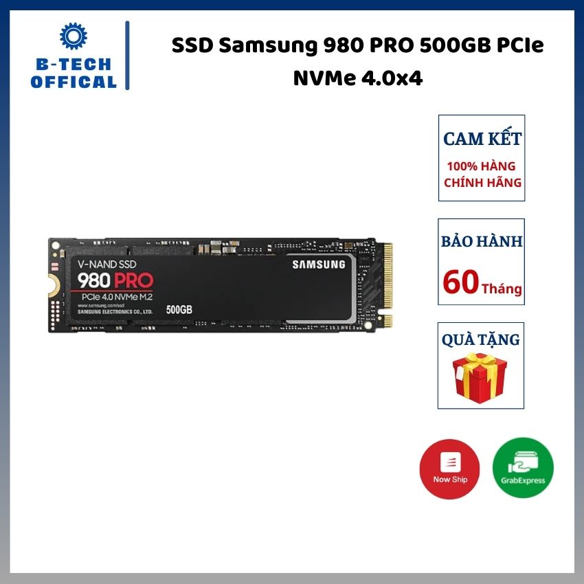 SSD Samsung 980 PRO 500GB PCIe NVMe 4.0x4 (Đọc 6900MB/s - Ghi 5000MB/s) - (MZ-V8P500BW) - Hàng chính hãng bảo hành 5 năm