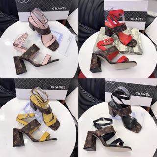 Sandal lv quai ngang gót trụ spsl fullbox bill túi giấy