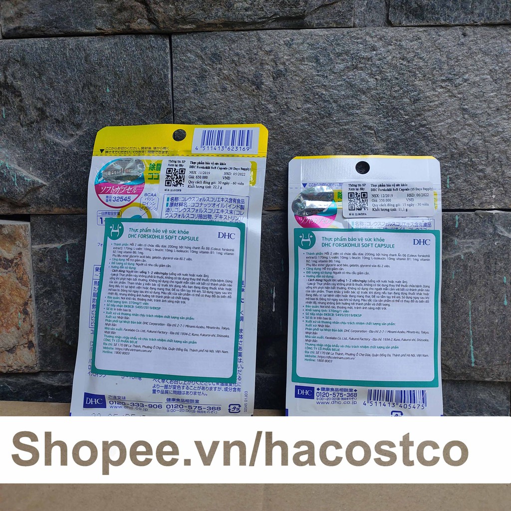 Viên uống Giảm Cân Dầu Dừa DHC Forskohlii Soft Capsule túi 30 ngày và 15 ngày | BigBuy360 - bigbuy360.vn