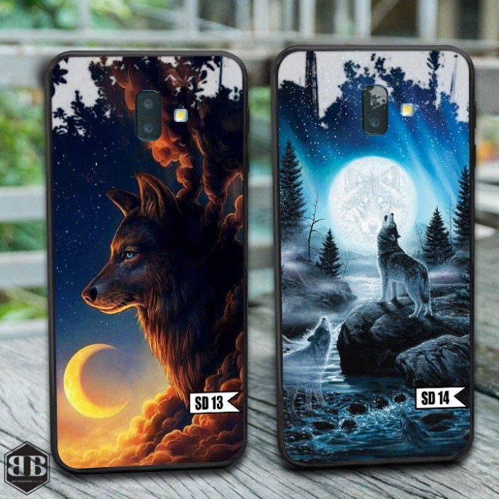 Ốp lưng kính cường lực Samsung Galaxy J6 Plus  sói đêm hoang dã
