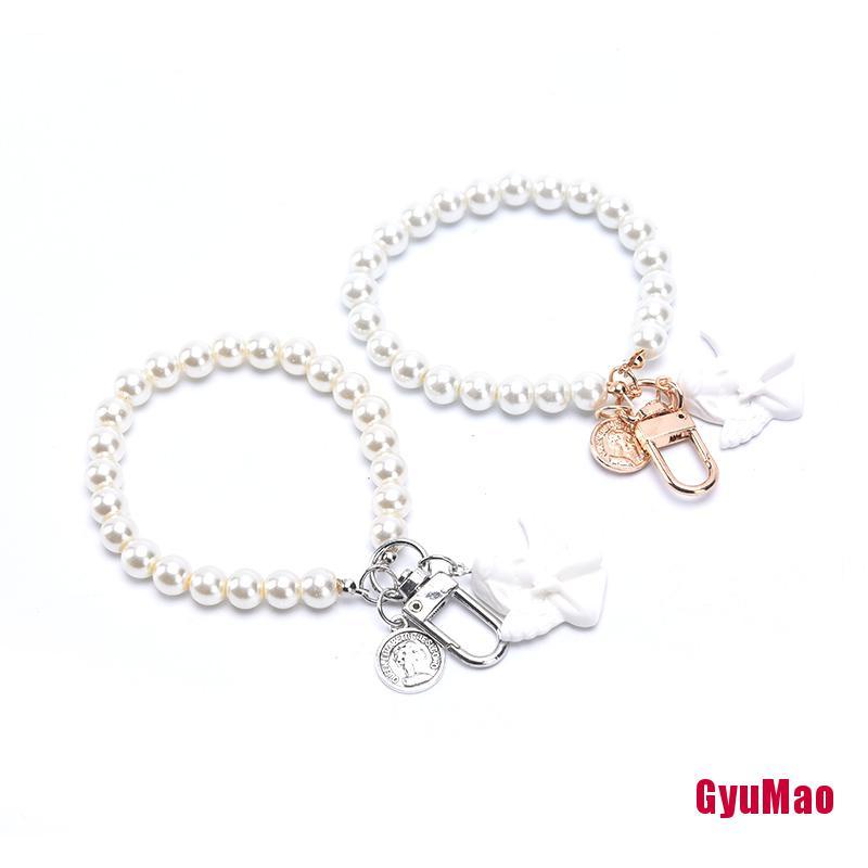 Móc Khóa Hình Thiên Thần Đính Ngọc Trai Phong Cách Vintage Dành Cho Nữ