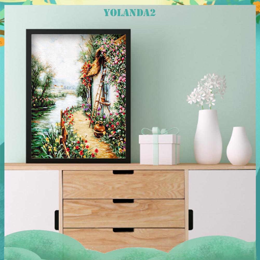 Tranh thêu chữ thập hình ngôi nhà 3 sợi cotton 11CT