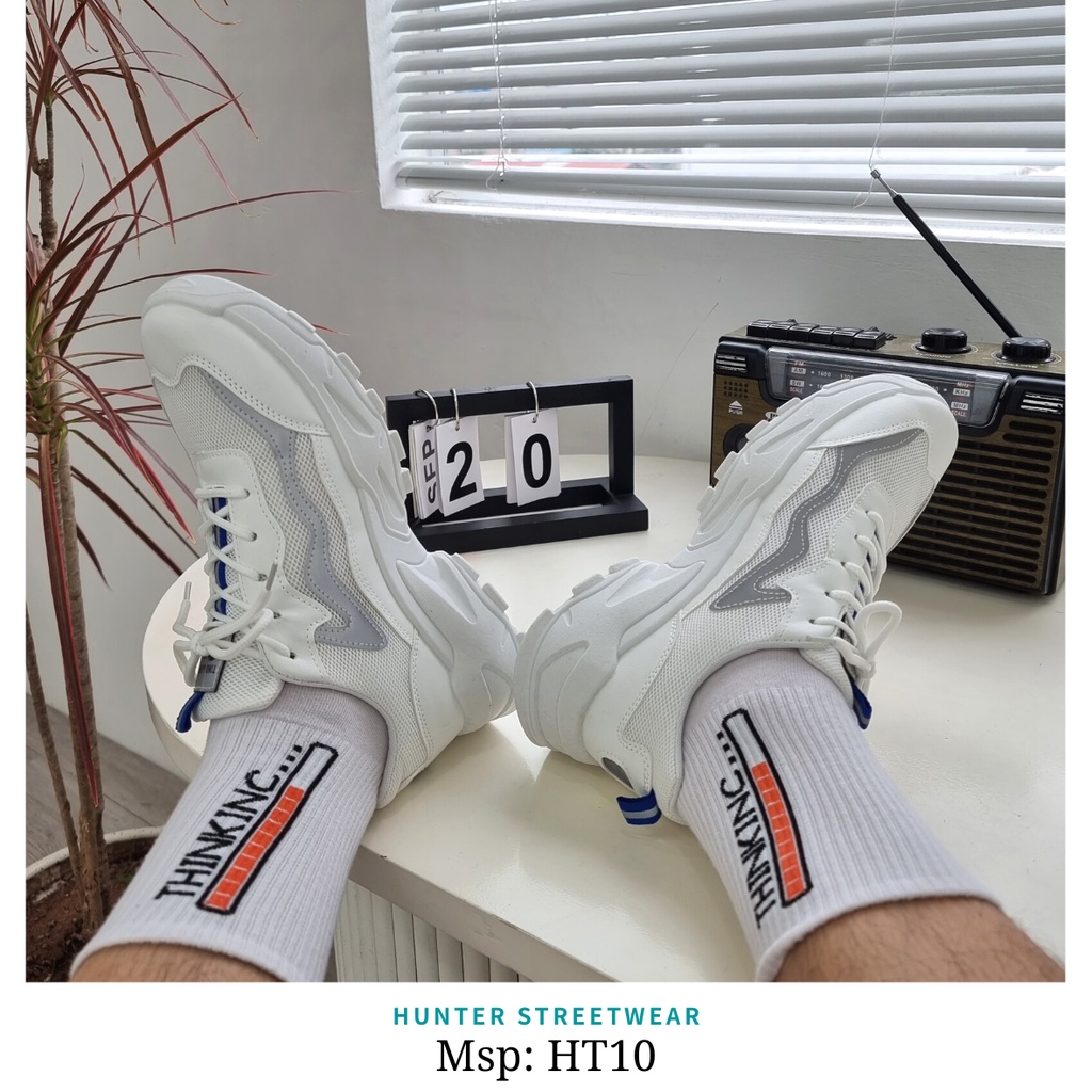 Giày Nam 5cm - Trắng - Phản Quang HT10 - Full size 39-44《HÌNH TẠI SHOP》