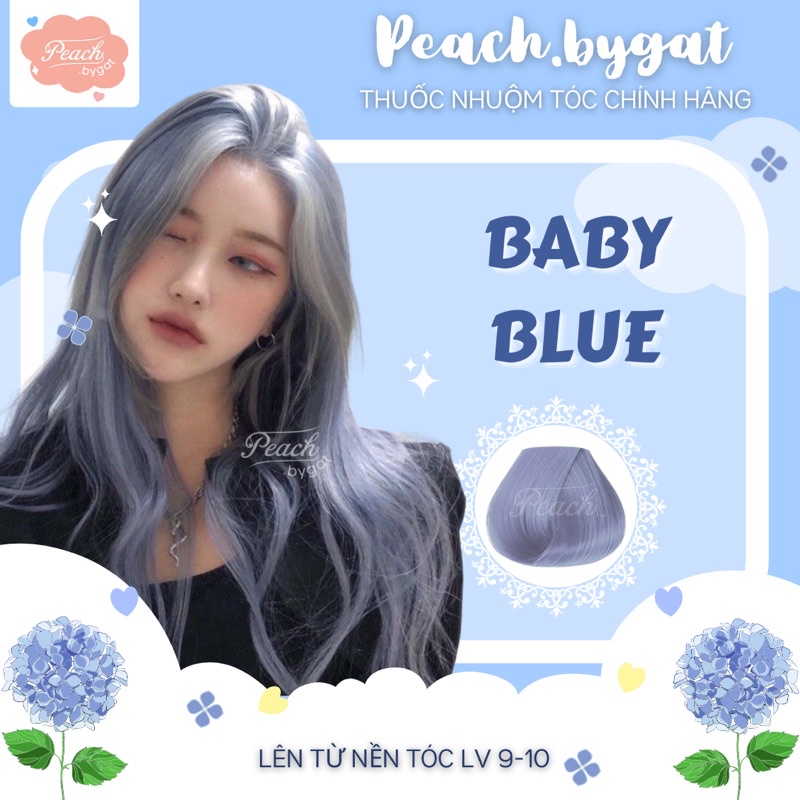 Thuốc nhuộm tóc BABY BLUE cần dùng thuốc tẩy tóc của Peach.bygat