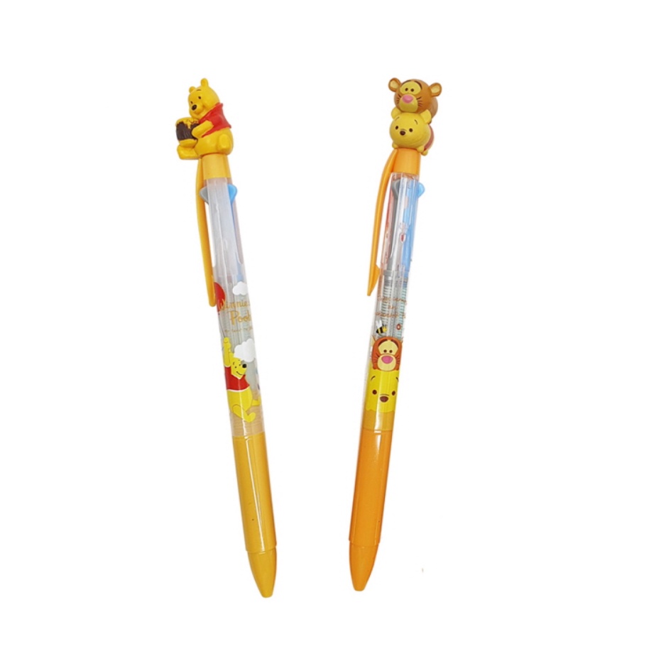 DAISO Bút Bi Ba Màu Ngòi 0.5mm 2 Ngòi In Hình Winnie the Pooh Phong Cách Hàn Quốc