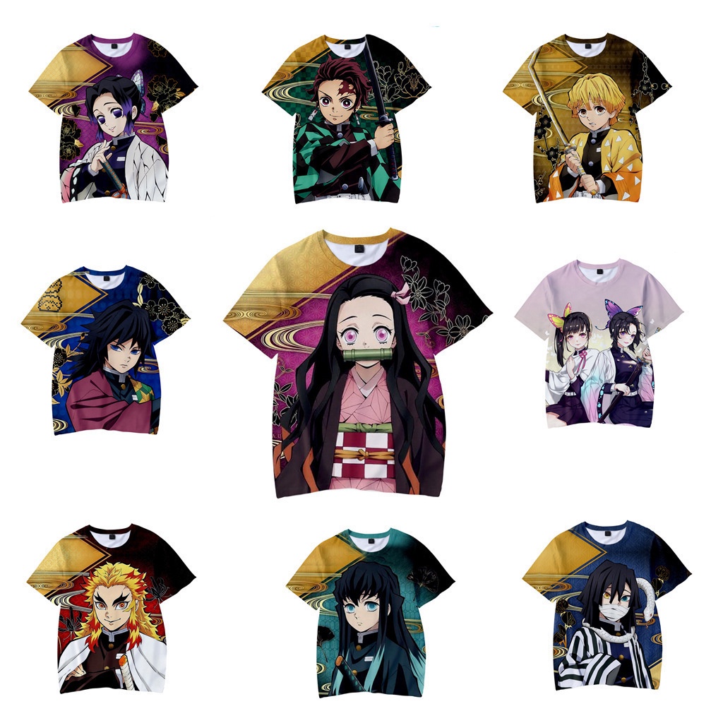Áo Thun In Hình Anime Demon Slayer Kimetsu No Yaiba Kamado Tanjiro Nezuko Nhật Bản Cho Người Lớn