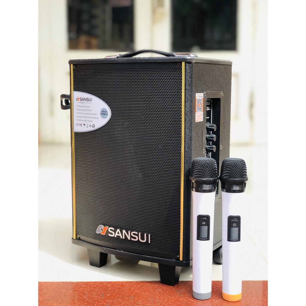 Loa Kéo SANSUI SA1-08 Bass 20 vỏ gỗ 2 Micro Cao Cấp Hút Âm Thương Hiệu Nổi Tiếng Nhật Bản