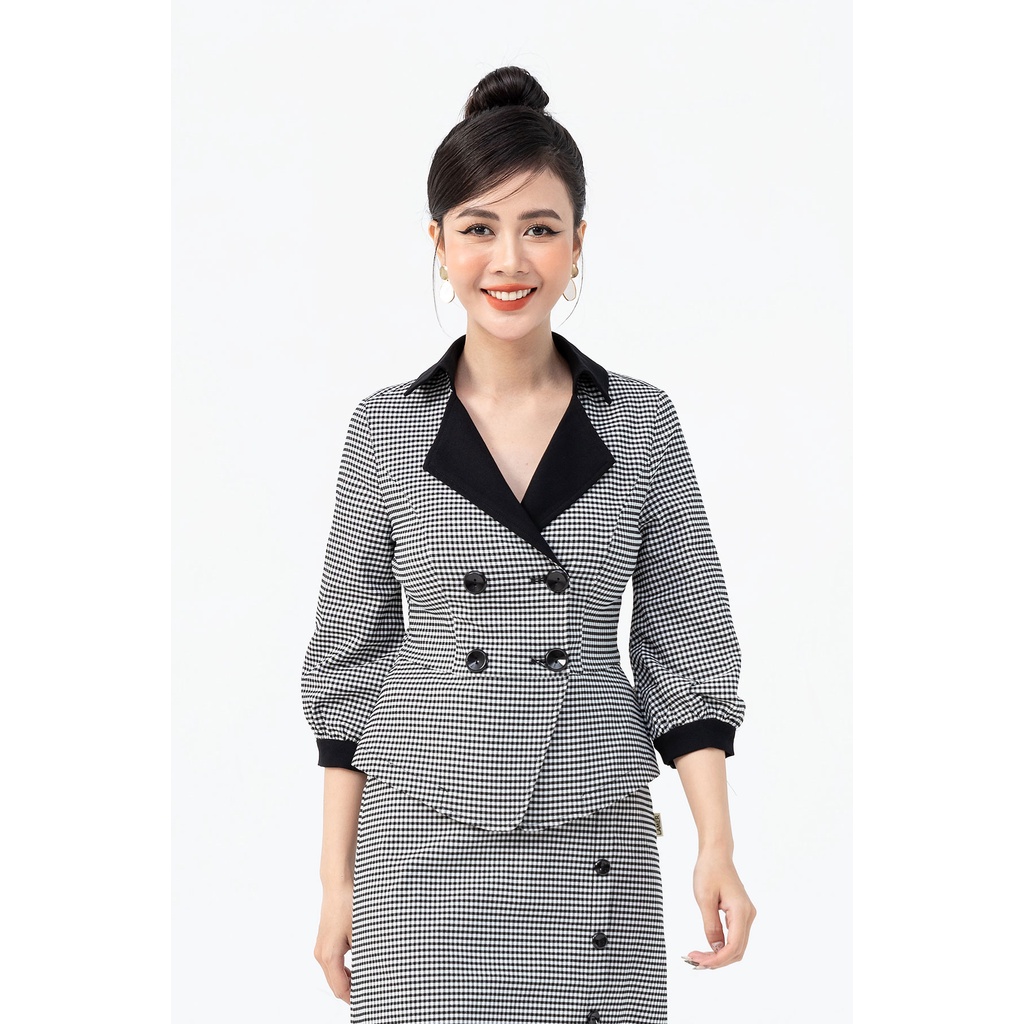 Áo vest nữ gấu peplum phối cổ, tay bồng by LAMER L65D21T033