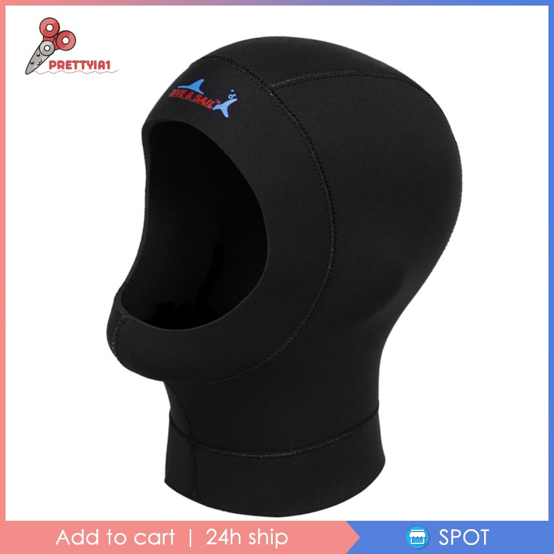 Mũ Lặn Màu Đen Dày 3MM Prettyia1 Dành Cho Nam Nữ