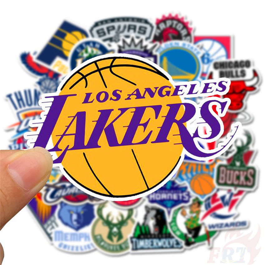 Bộ 32 miếng hình dán trang trí họa tiết logo đội bóng rổ NBA đẹp mắt