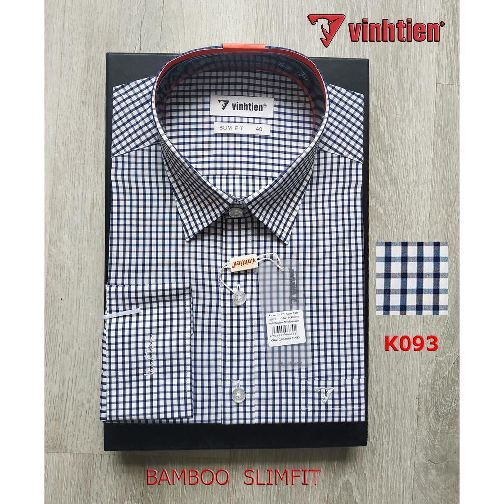 Áo Sơ Mi Dài Tay Bamboo Slimfit Vĩnh Tiến kẻ Nhỏ K093