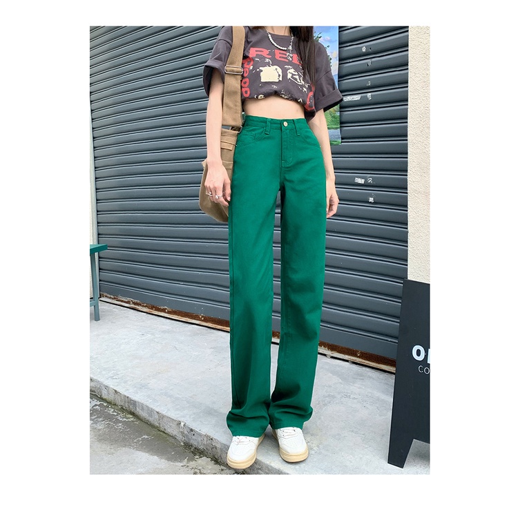 Quần Jeans Nữ Lưng Cao Ống Rộng Thời Trang Cá Tính
