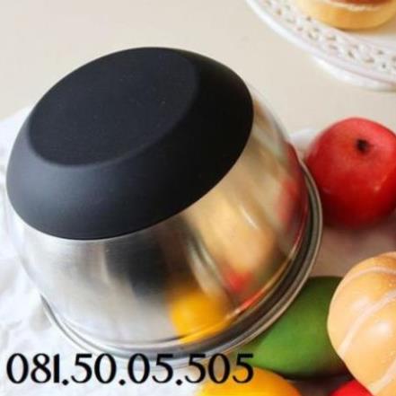 Âu tô trộn bột, đánh trứng, âu đánh kem cheese inox đế silicon trống trượt 22cm cao 10cm Loạ T190H