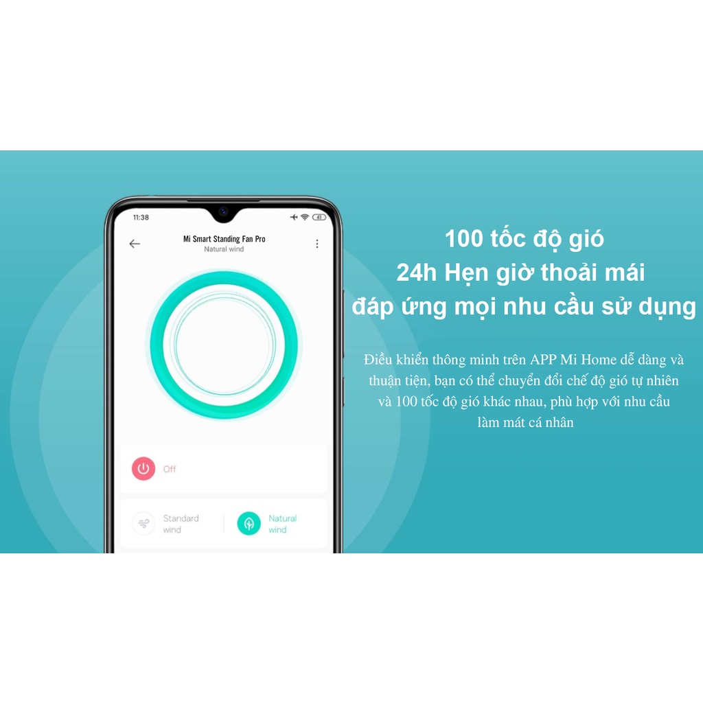 Quạt đứng thông minh Mi Smart Standing Fan 2 Lite, quạt thông minh 3 chế độ gió, điều khiển giọng nói, app