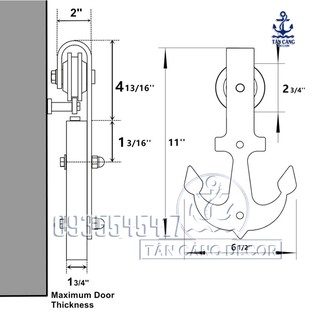 Phụ kiện Cửa Lùa Barn Door Hình Mỏ Neo